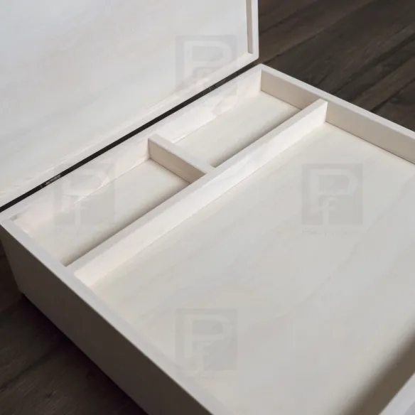 cajas de madera para álbum 30x30 y libro de firmas de 2 pisos blanca