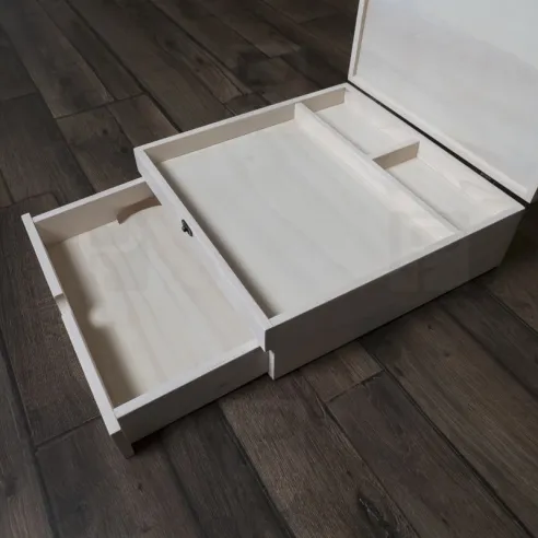 cajas de madera para álbum 30x30 y libro de firmas de 2 pisos blanca