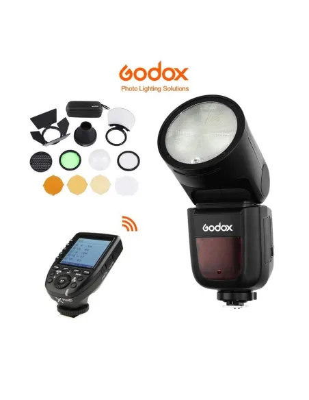 flash godox V1 con accesorios