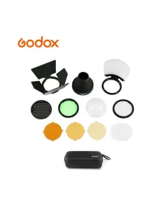 Flash Godox V1+Accesorios para control de luz, difusores, cabezal, etc.