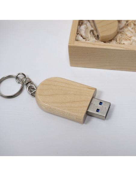 Pendrive llavero con caja madera 64Gb