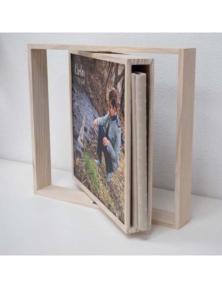 Caja madera álbum giratoria