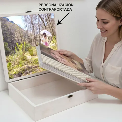 caja madera álbum