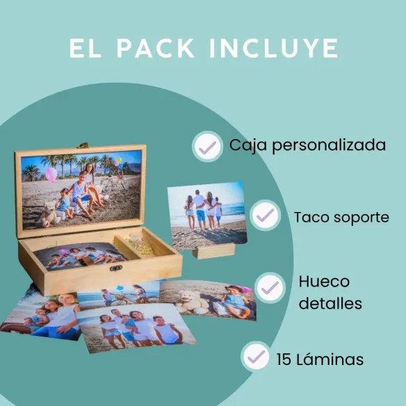 Cajas de madera para fotos, láminas, bodas, comunión, newborn, infantil