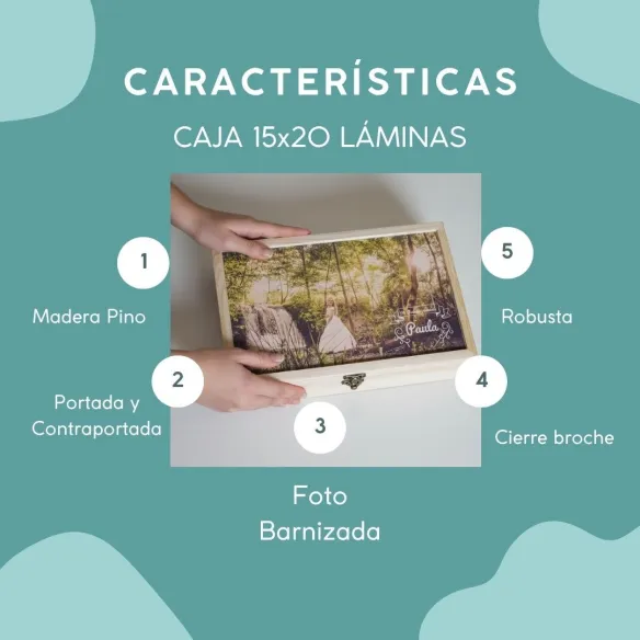 caja de madera para fotos