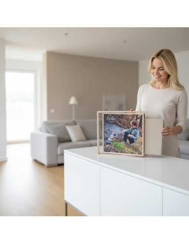 caja giratoria madera álbum