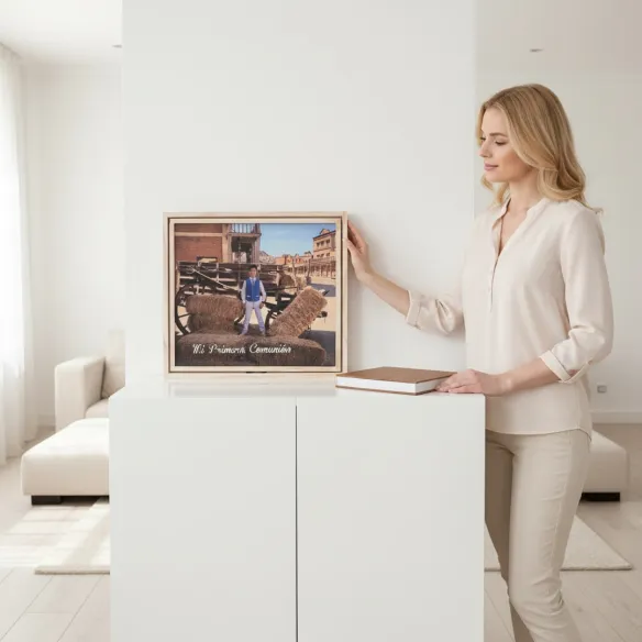 caja giratoria madera álbum