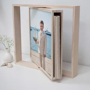 caja giratoria madera álbum