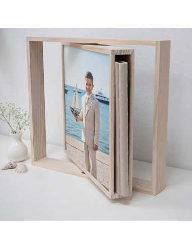 caja giratoria madera álbum