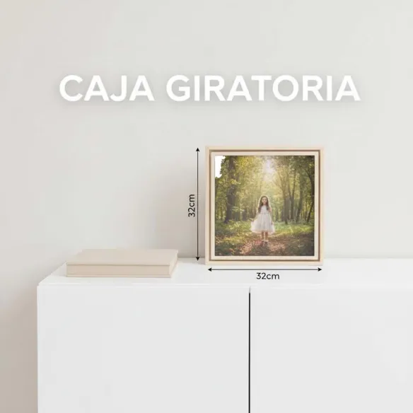 caja giratoria madera álbum