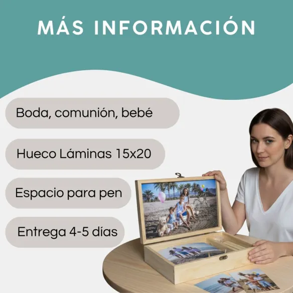 caja de madera para fotos