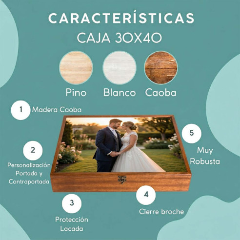caja madera álbum caoba