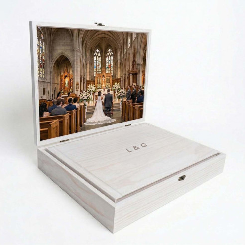 Cajas de madera para álbum 30x40 blanca