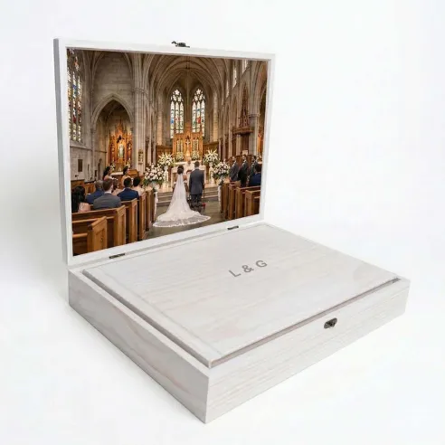 Cajas de madera para álbum 30x40 blanca