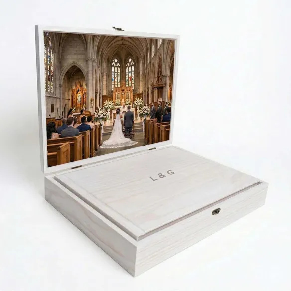 Cajas de madera para álbum 30x40 blanca