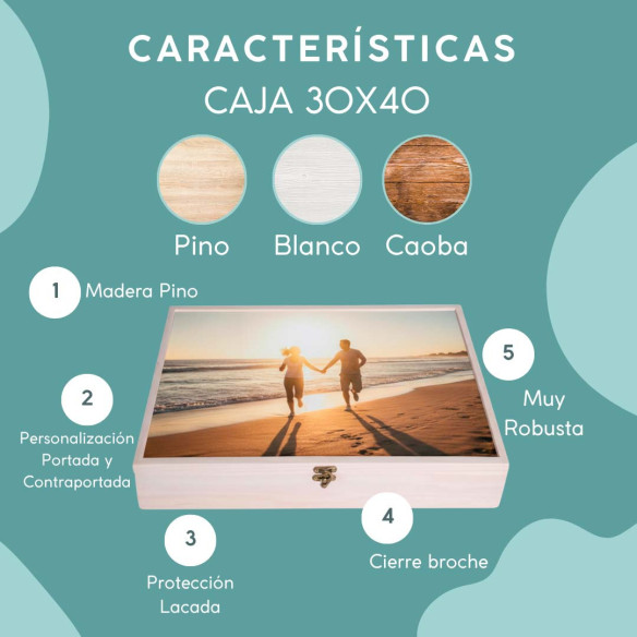 Cajas de madera para álbum 30x40 blanca