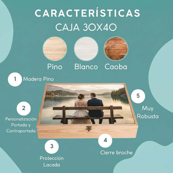 Cajas de madera para fotógrafos, cajas de madera para álbum o láminas