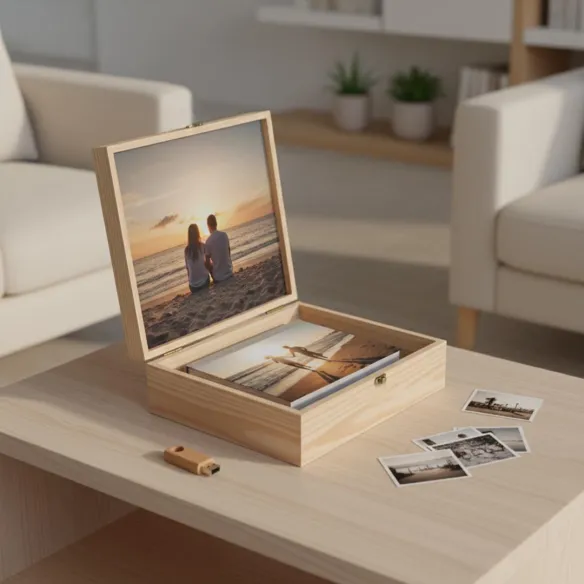caja de madera para álbum