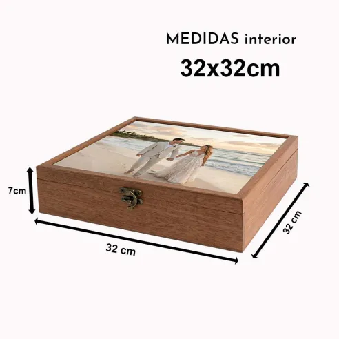 Cajas de madera para álbum 30x30 caoba