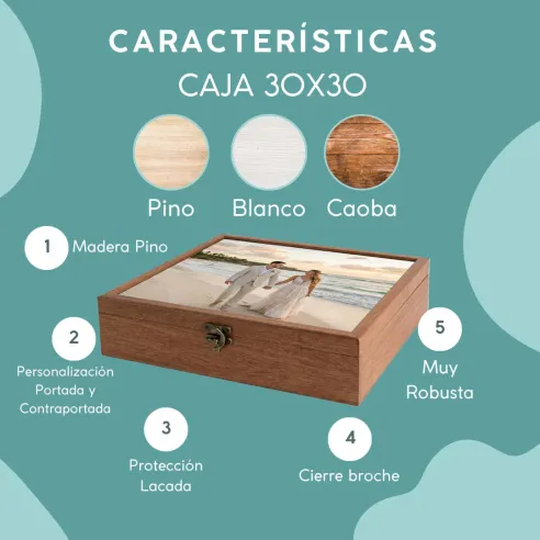 Cajas de madera para álbum 30x30 caoba