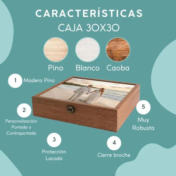 Cajas de madera para álbum 30x30 caoba