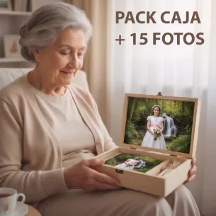 caja madera + 15 láminas
