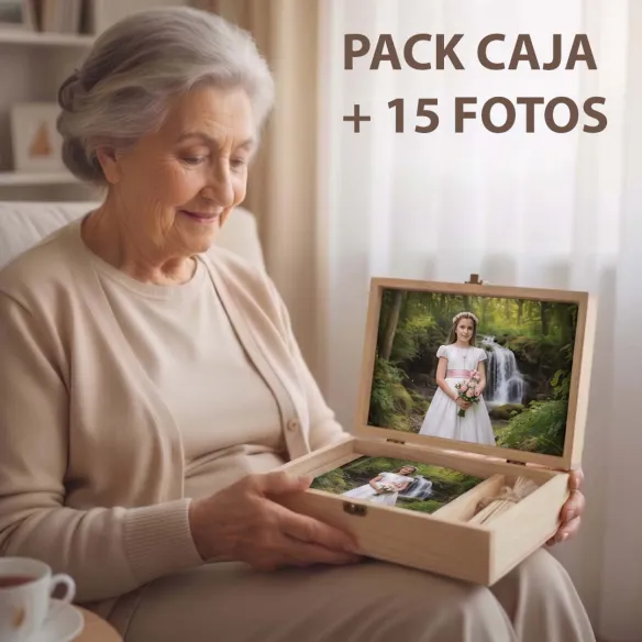 caja madera + 15 láminas