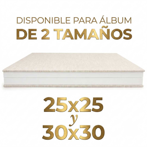 caja álbum lino blanca