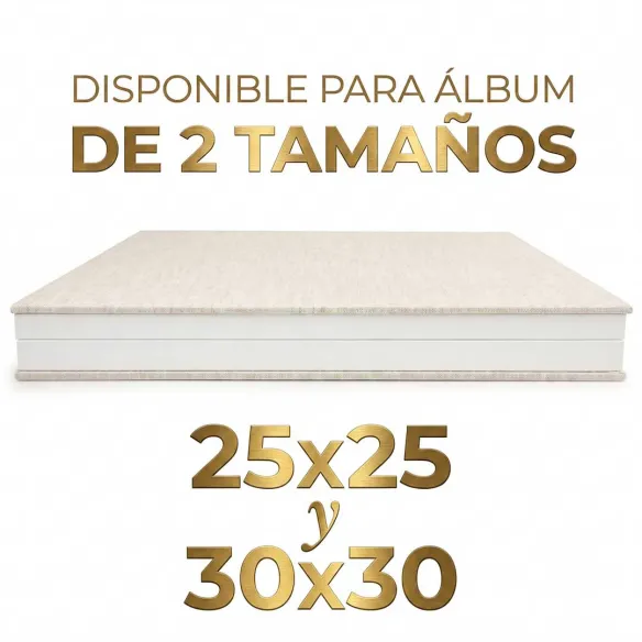 caja álbum lino blanca