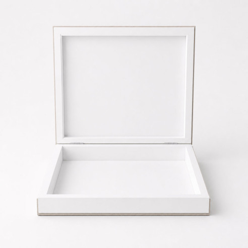 caja álbum lino blanca