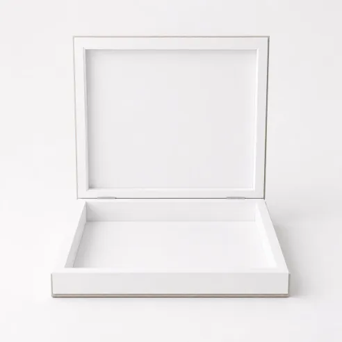 caja álbum lino blanca