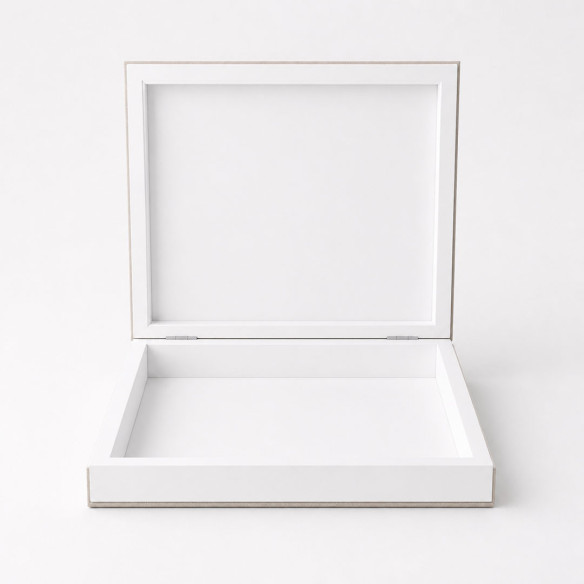 caja álbum lino blanca
