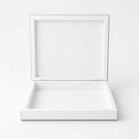 caja álbum lino blanca